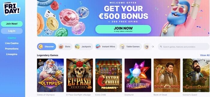 casino friday homepage image