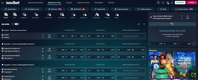 Novibet Live Betting